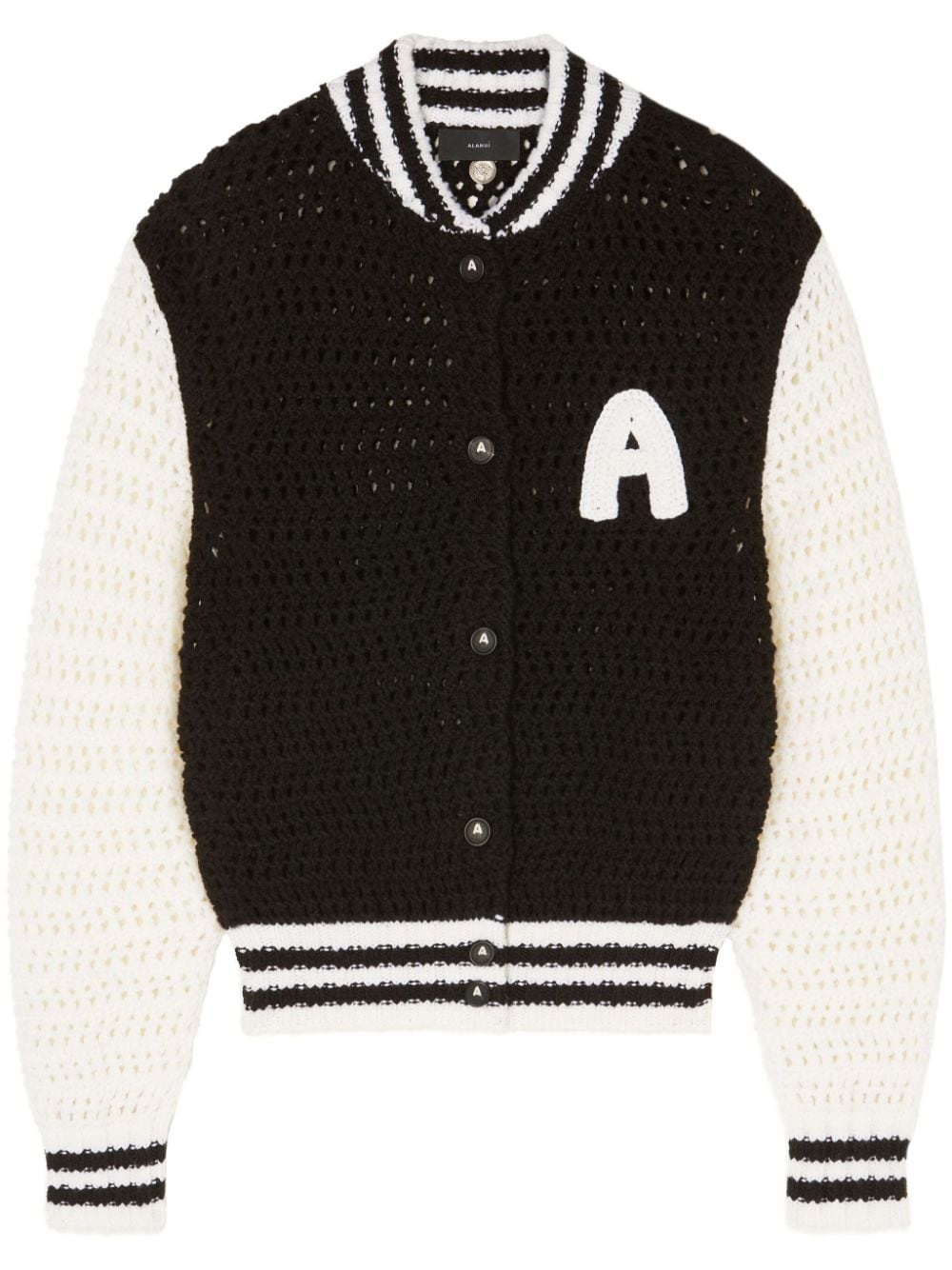 crochet-knit bomber jacket - 1