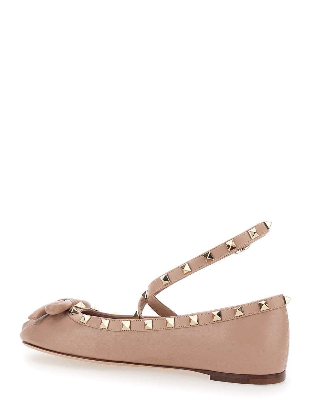 Valentino Garavani Women 'Rockstud' Beige Ballet Flats With Studs And Bow In Leather Woman - 3