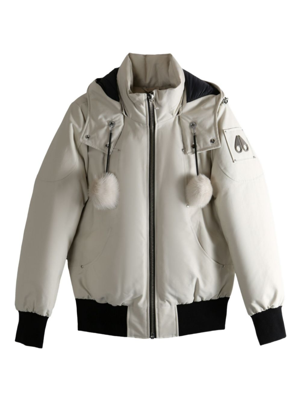hooded pompom jacket - 1
