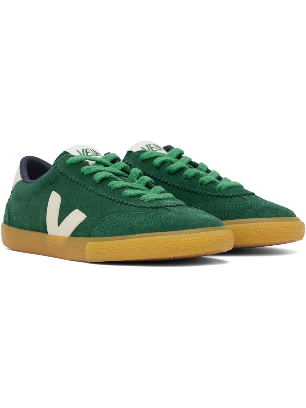 Green & Beige Volley Suede Sneakers - 4
