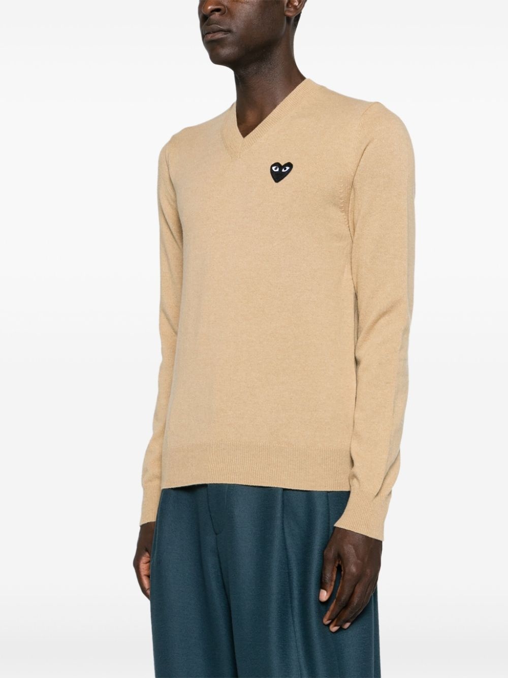 heart-patch wool jumper - 4