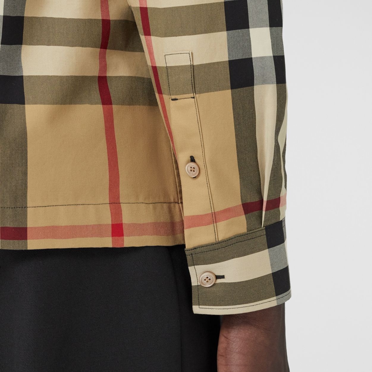 Exaggerated Check Cotton Oversized Shirt - 5