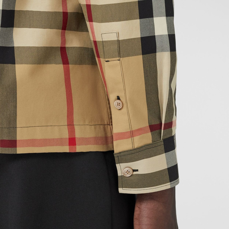 Exaggerated Check Cotton Oversized Shirt 5
