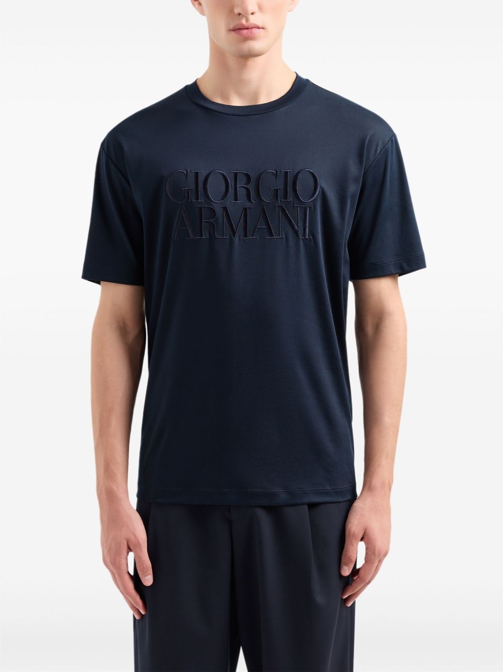 logo-embroidered cotton T-shirt - 3