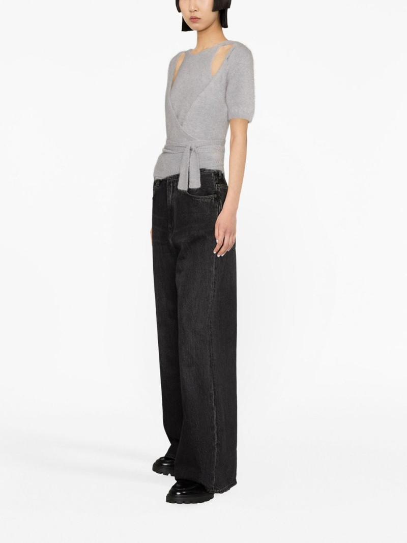layered brushed-effect knitted cardigan 3