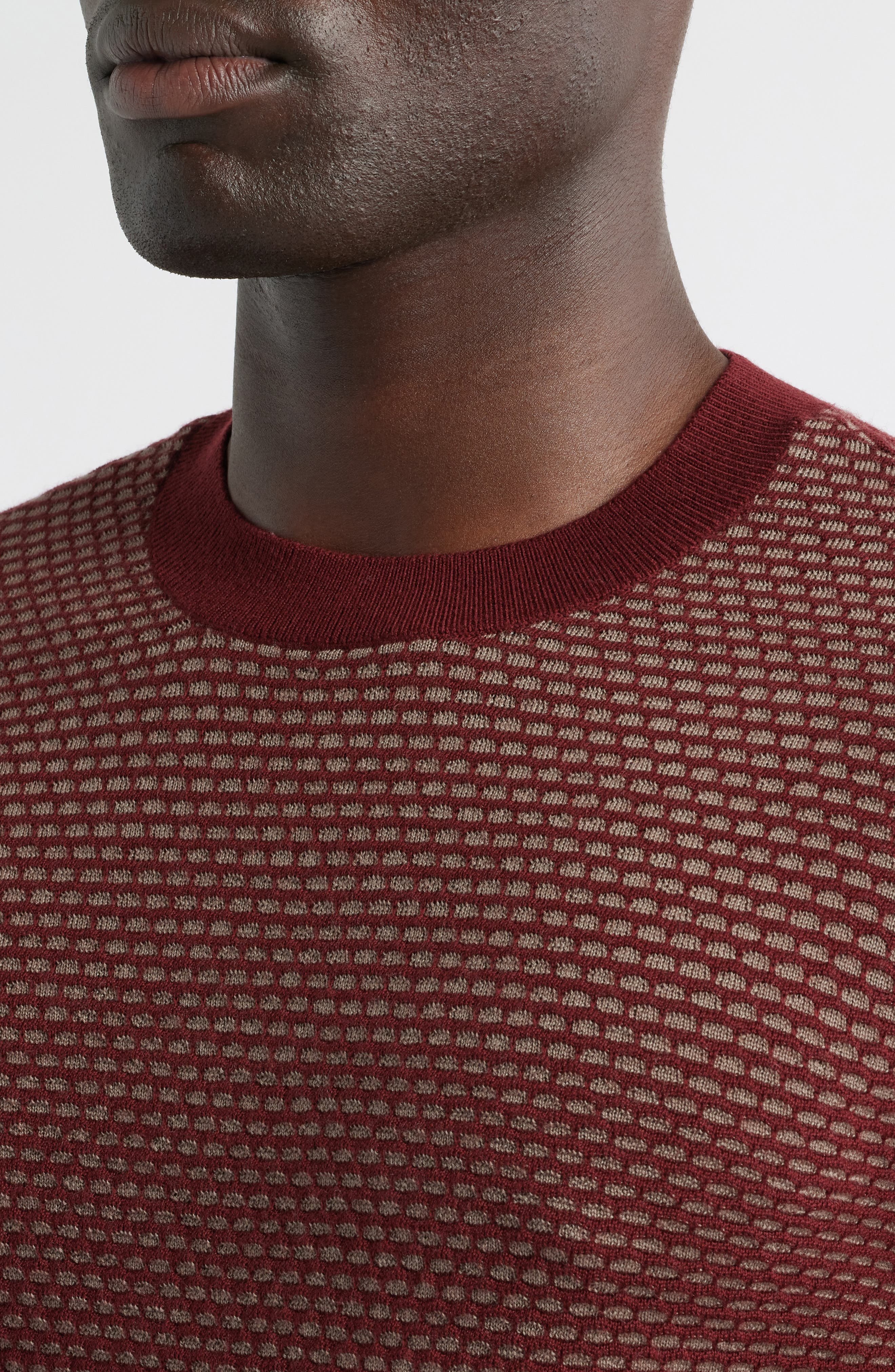 Emporio Armani Geo Jacquard Virgin Wool Blend Crewneck Sweater in Brick Red at Nordstrom - 4
