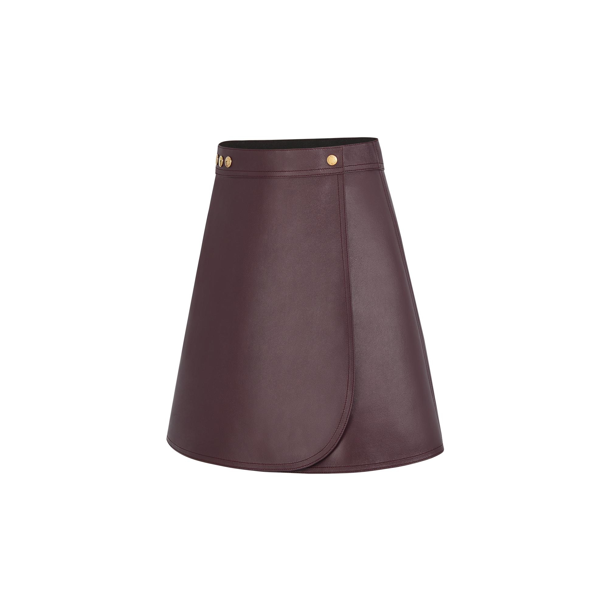 Leather A-Line Mini Wrap Skirt - 2