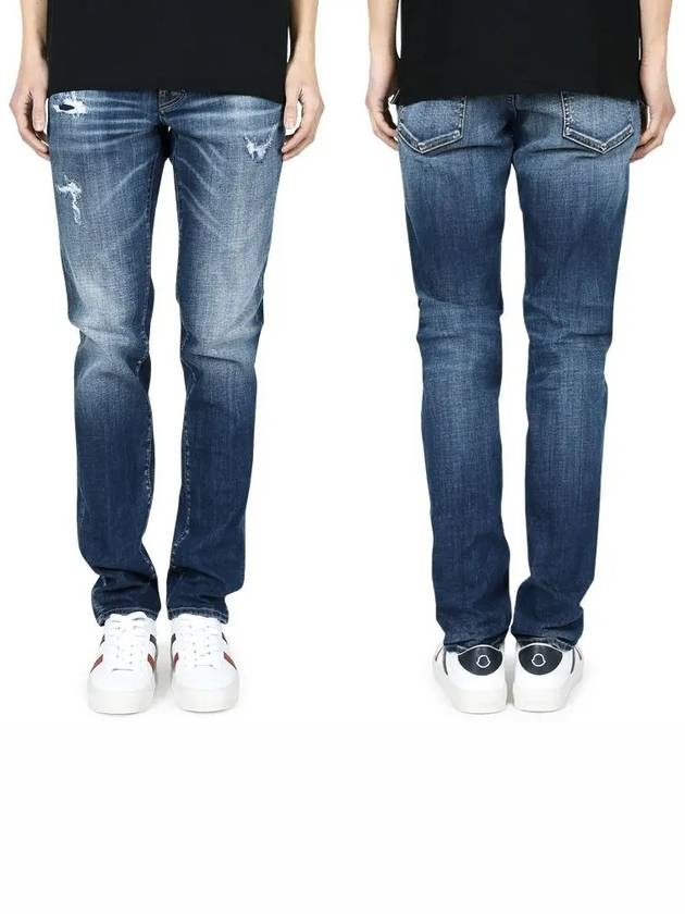 Washed Regular Straight Jeans Blue - 3