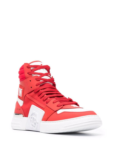 PHILIPP PLEIN colour-block high-top leather sneakers outlook