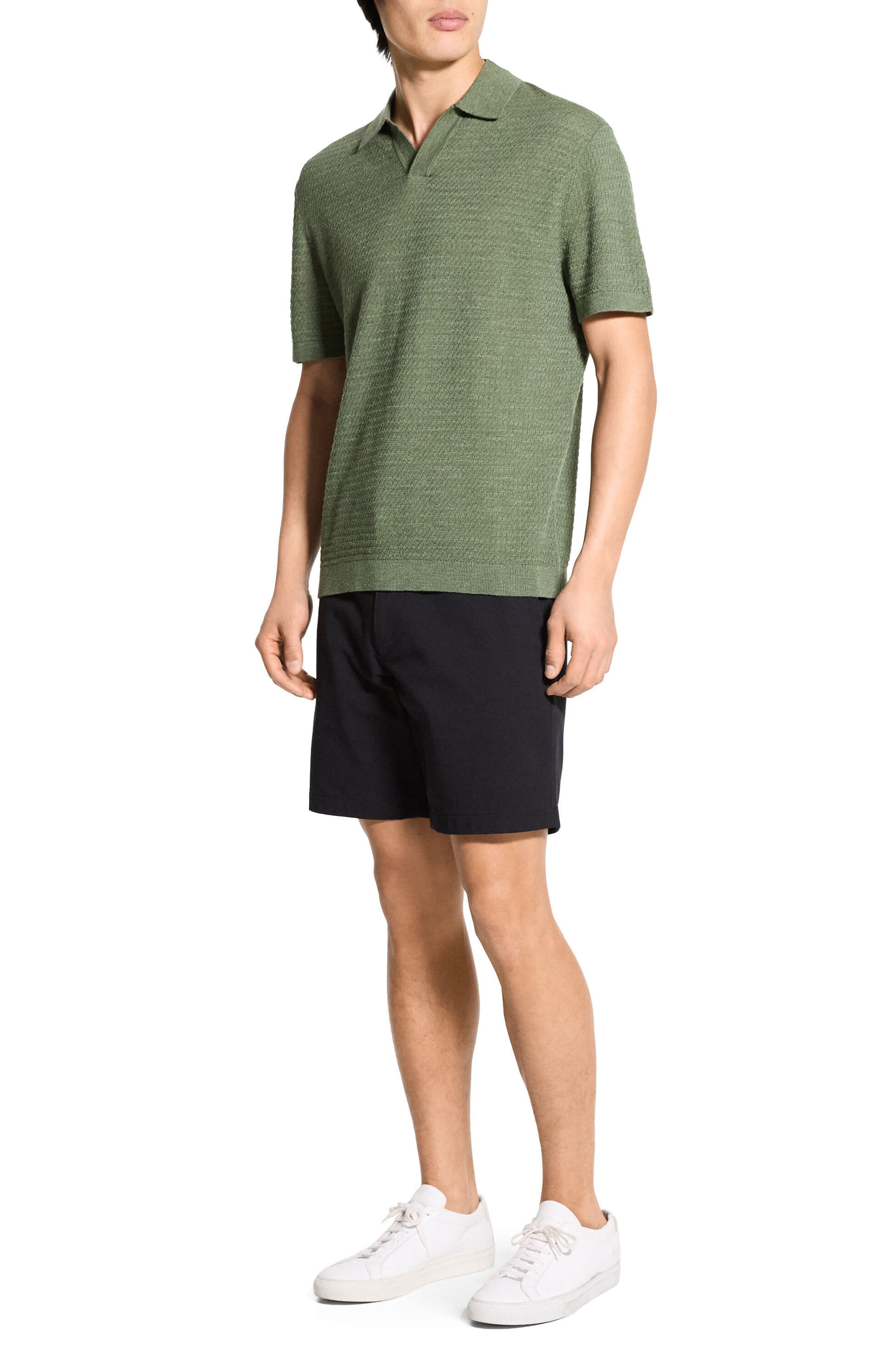 Theory Brenan Linen Blend Polo in Orchard at Nordstrom - 6