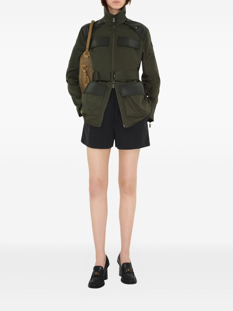 Burberry leather-trim belted jacket outlook