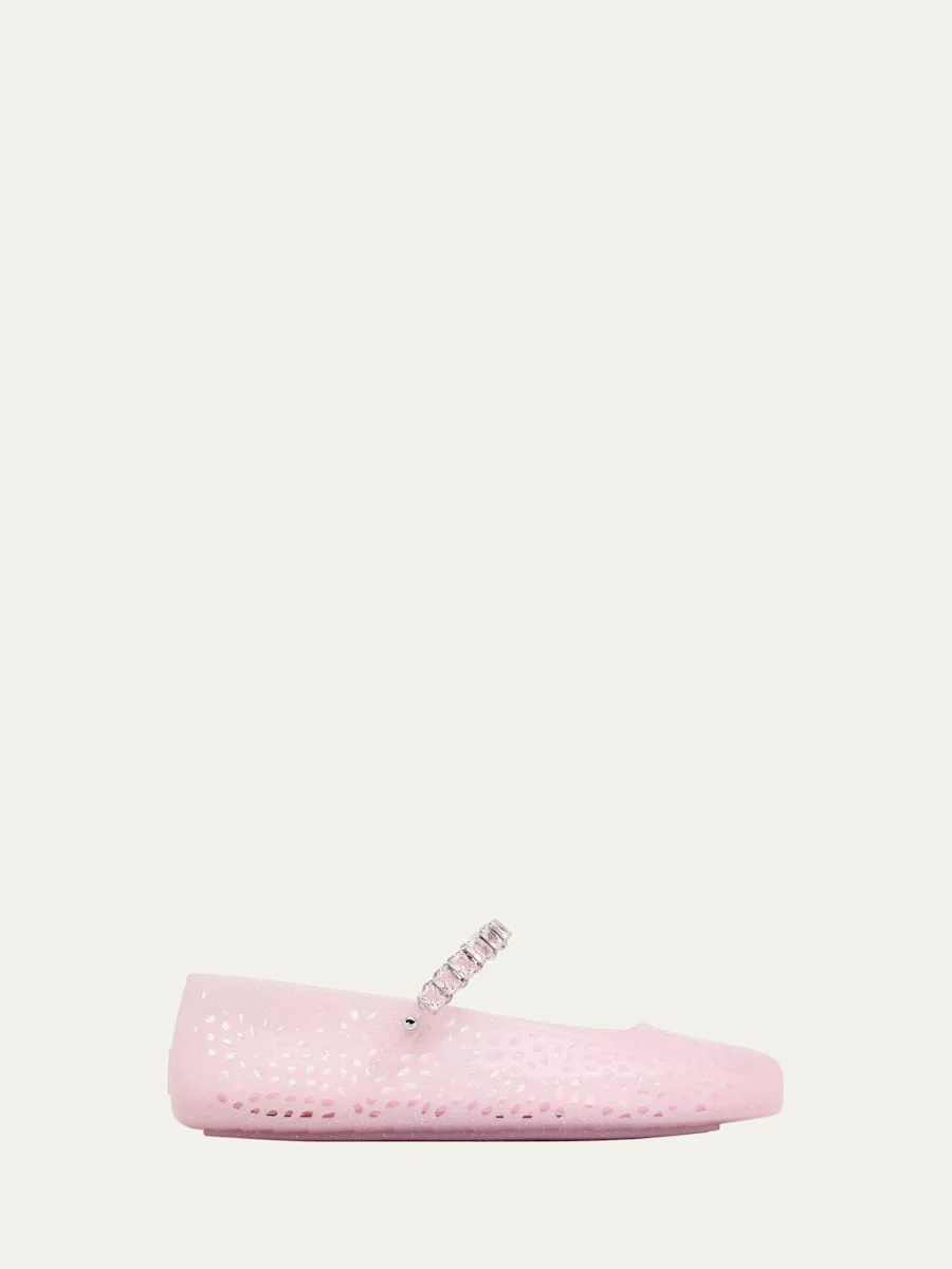 The Jelly Glitter Crystal-Strap Ballerina Flats - 1