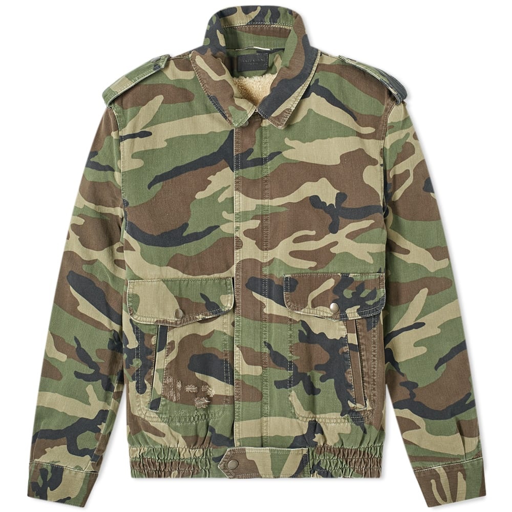 Saint Laurent Vintage Camo Shearling Aviator Jacket - 1