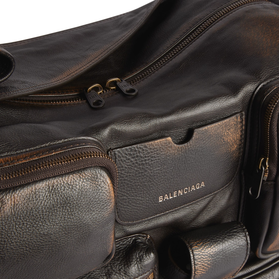 Men's Superbusy Large Sling Bag Used Effect  in Brown - 5