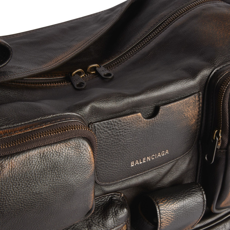 Men's Superbusy Large Sling Bag Used Effect in Brown 5