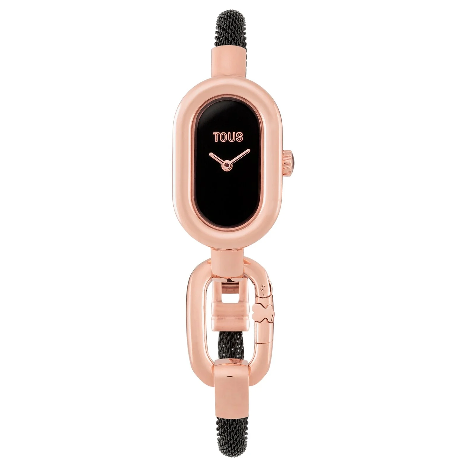 Analog Watch with black IP steel bracelet and rose-colored IPRG steel case TOUS Hold Oval - 1