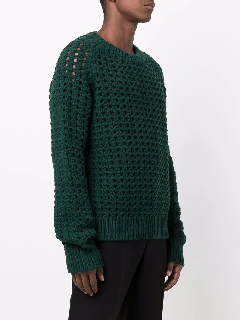 open cable-knit wool jumper - 3