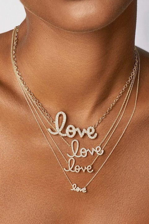 Large Diamond Love Script Necklace - 3