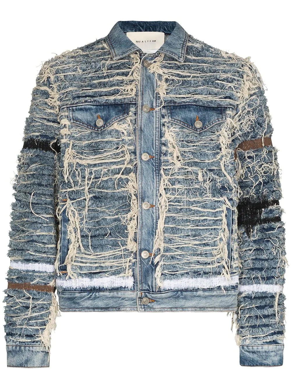 x Blackmeans shredded denim jacket - 1