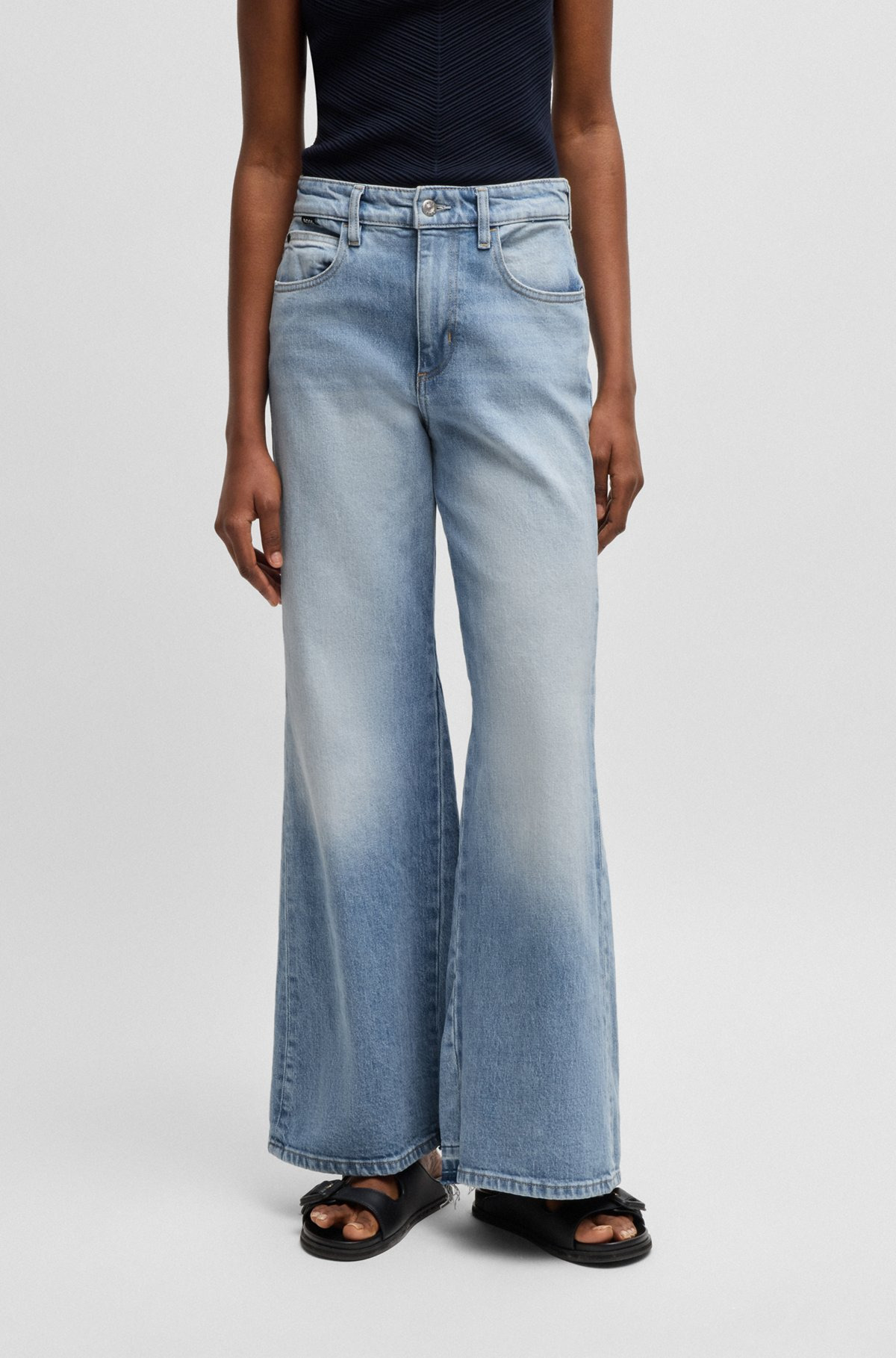 FLARED-LEG JEANS IN BLUE COMFORT-STRETCH DENIM - 2