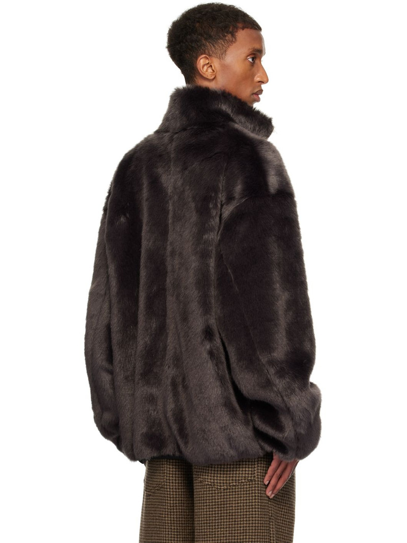 Gray Funnel Faux-Fur Track Jacket 3