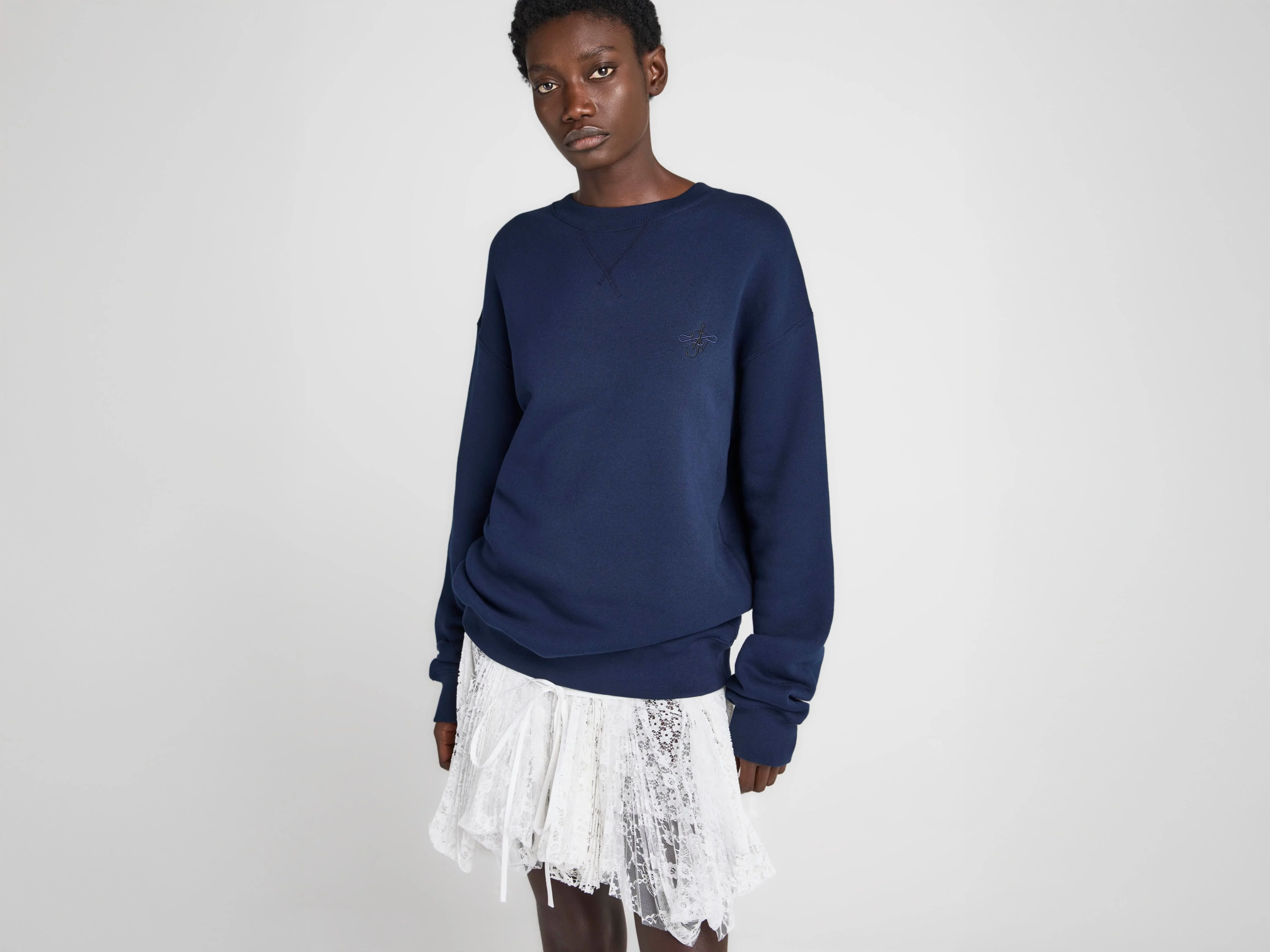 WOMENS RIBBON ANCHOR SWEATSHIRT IN NAVY - 1