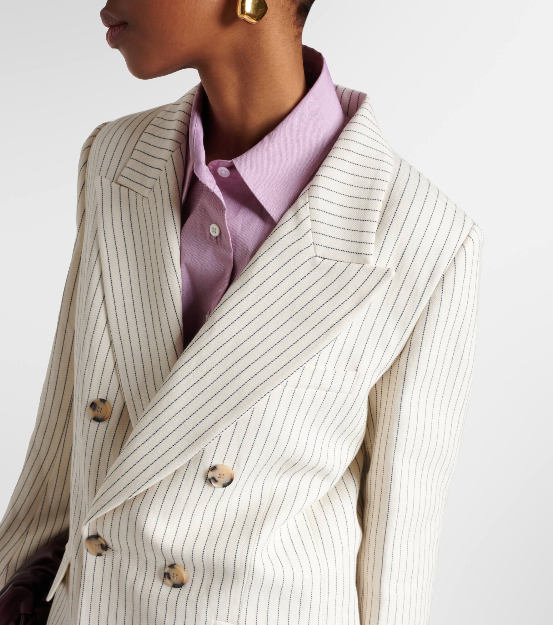 Striped cotton and linen blazer - 4