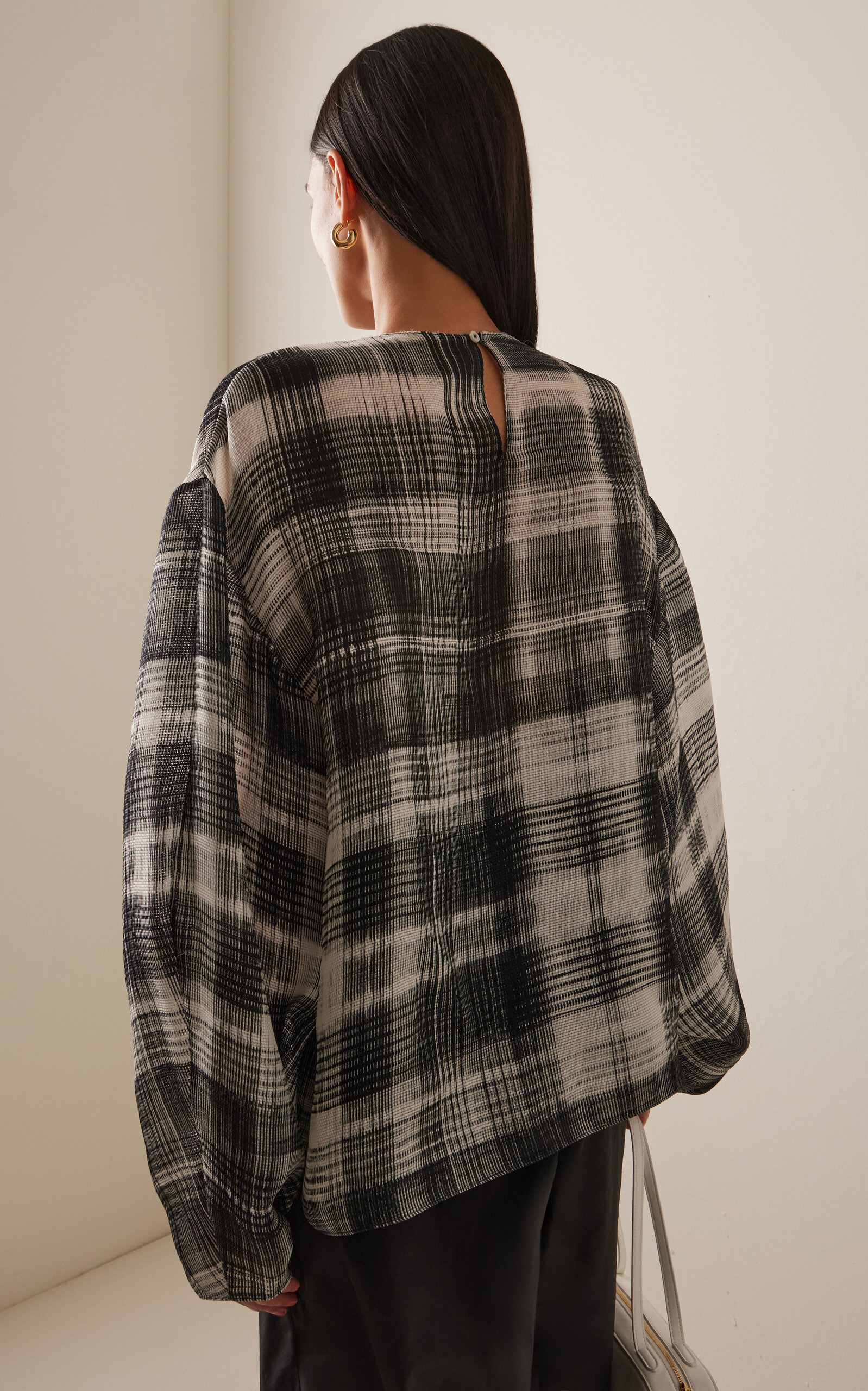 The Briggs Printed Silk Blouse plaid - 4