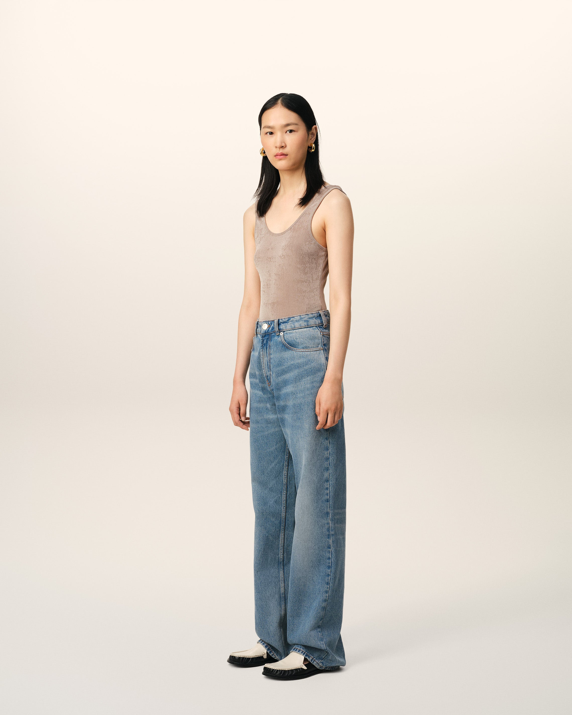 BLUE COTTON LARGE FIT JEANS - 6