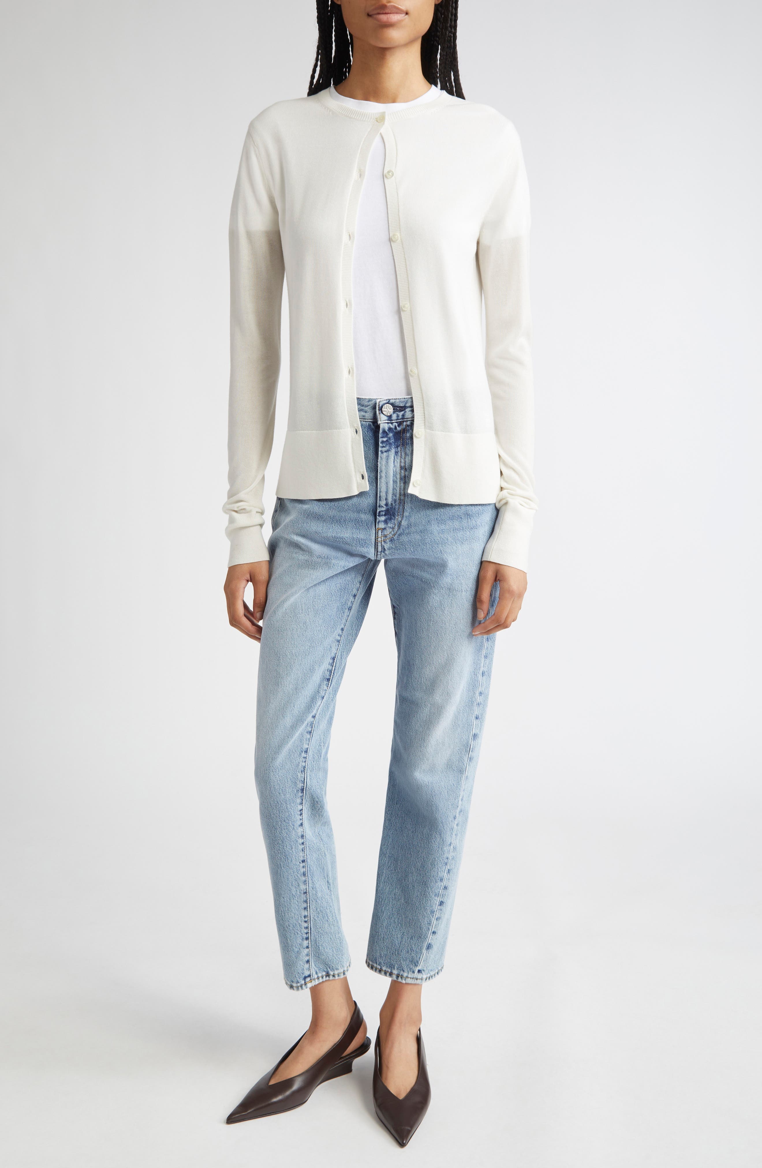 TOTEME Twisted Seam Organic Cotton Straight Leg Jeans in Worn Blue at Nordstrom - 2
