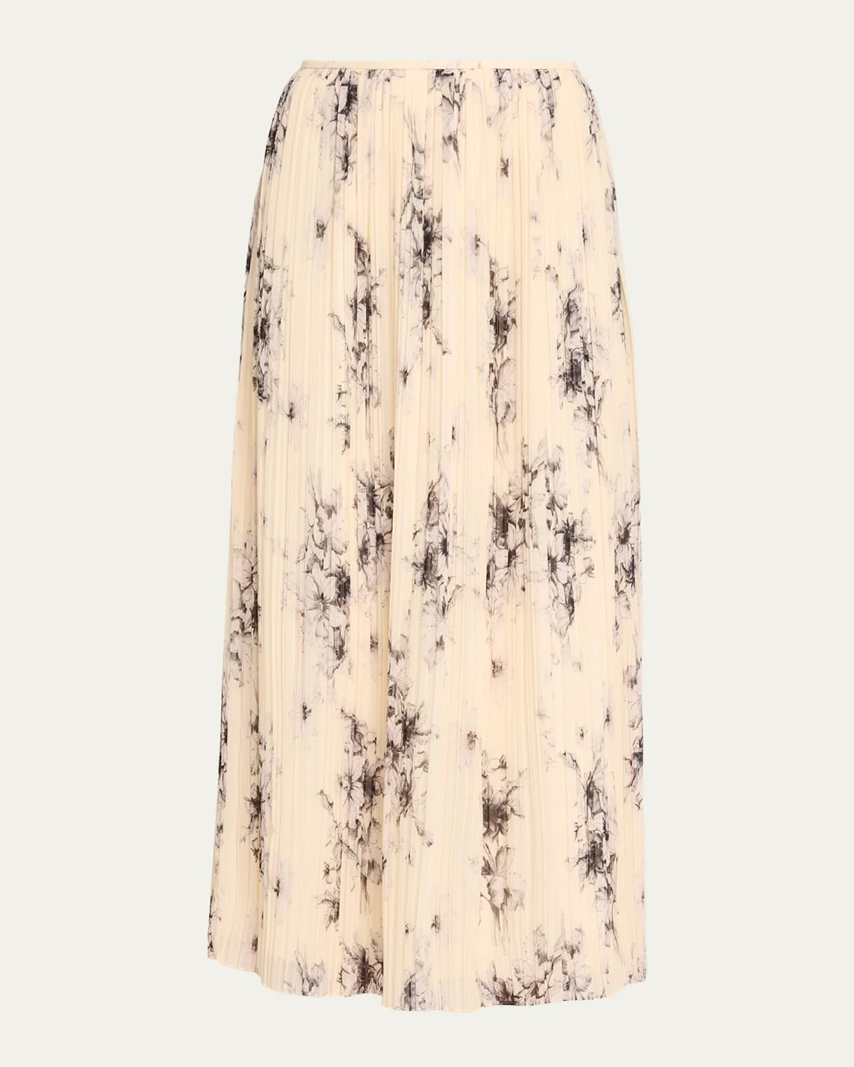 Hand-Sketched Floral Midi Skirt - 1