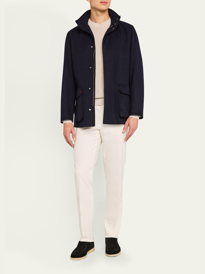 Loro Piana Men's Carlo Hyannis Straight Cotton Trousers outlook