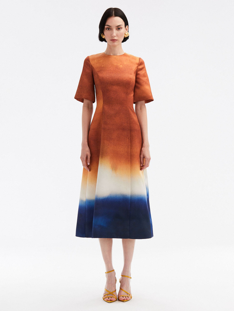 ABSTRACT OMBRÉ SATIN DRESS - 1