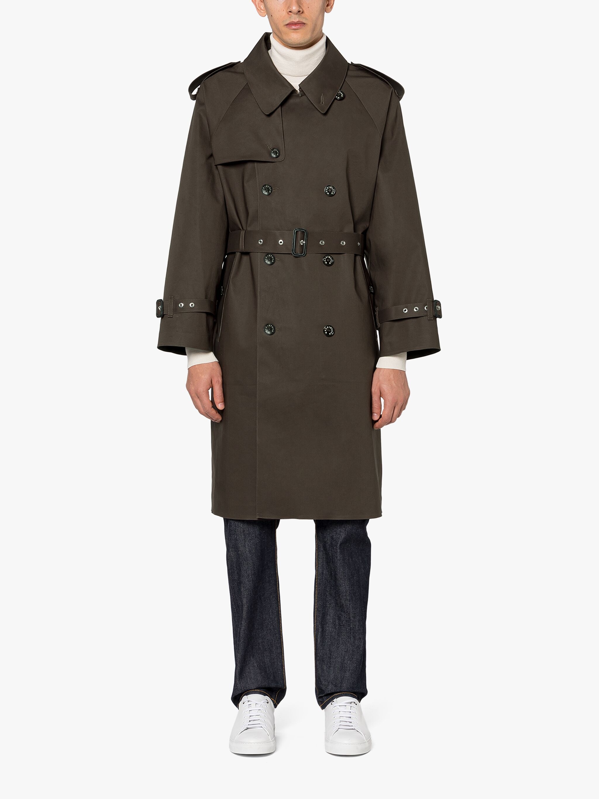 EARLSTON CHOCOLATE BONDED COTTON TRENCH COAT - 3