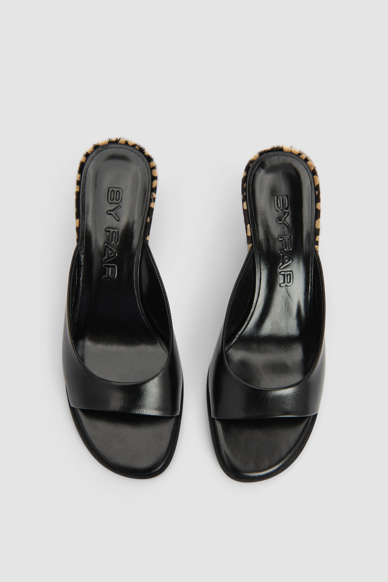 Caroo Black Cheetah Pony Hair Mule 3