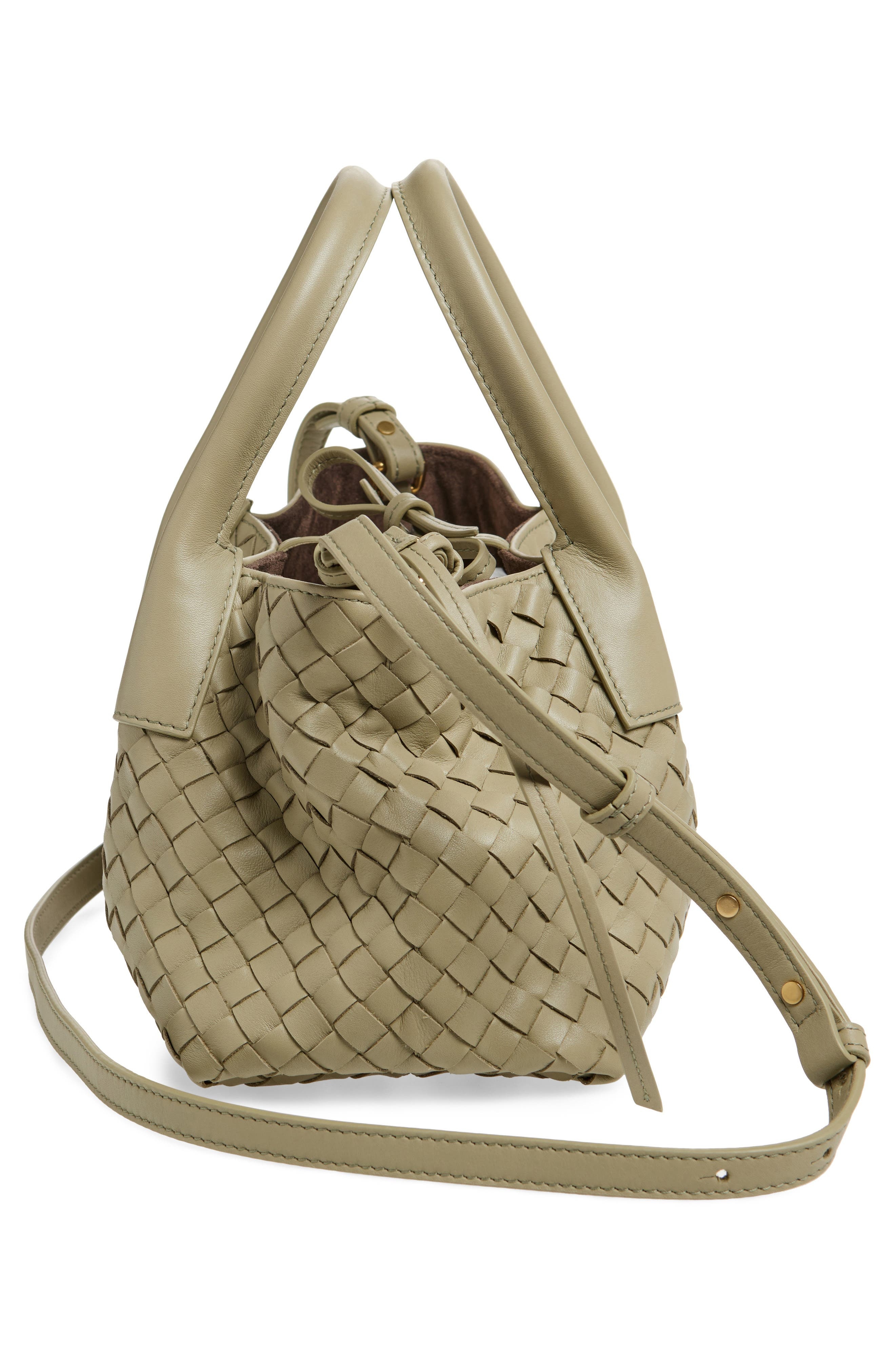 Bottega Veneta Small Pinacoteca Intrecciato Leather Top Handle Bag in 3055 Travertine/Fond- M B at N - 6
