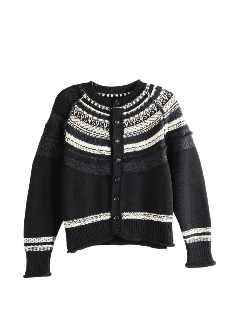 fair-isle raglan-sleeve cardigan - 1