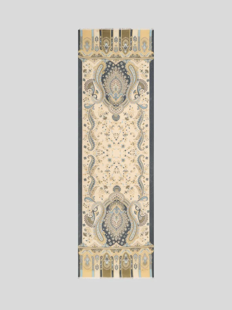 MODAL AND CASHMERE SCARF WITH PAISLEY MOTIF - 1