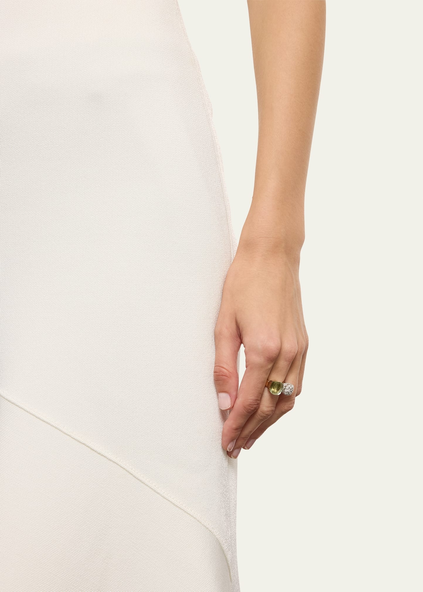 Nudo 18K Rose Gold Prasiolite and Diamond Between-The-Finger Ring - 2