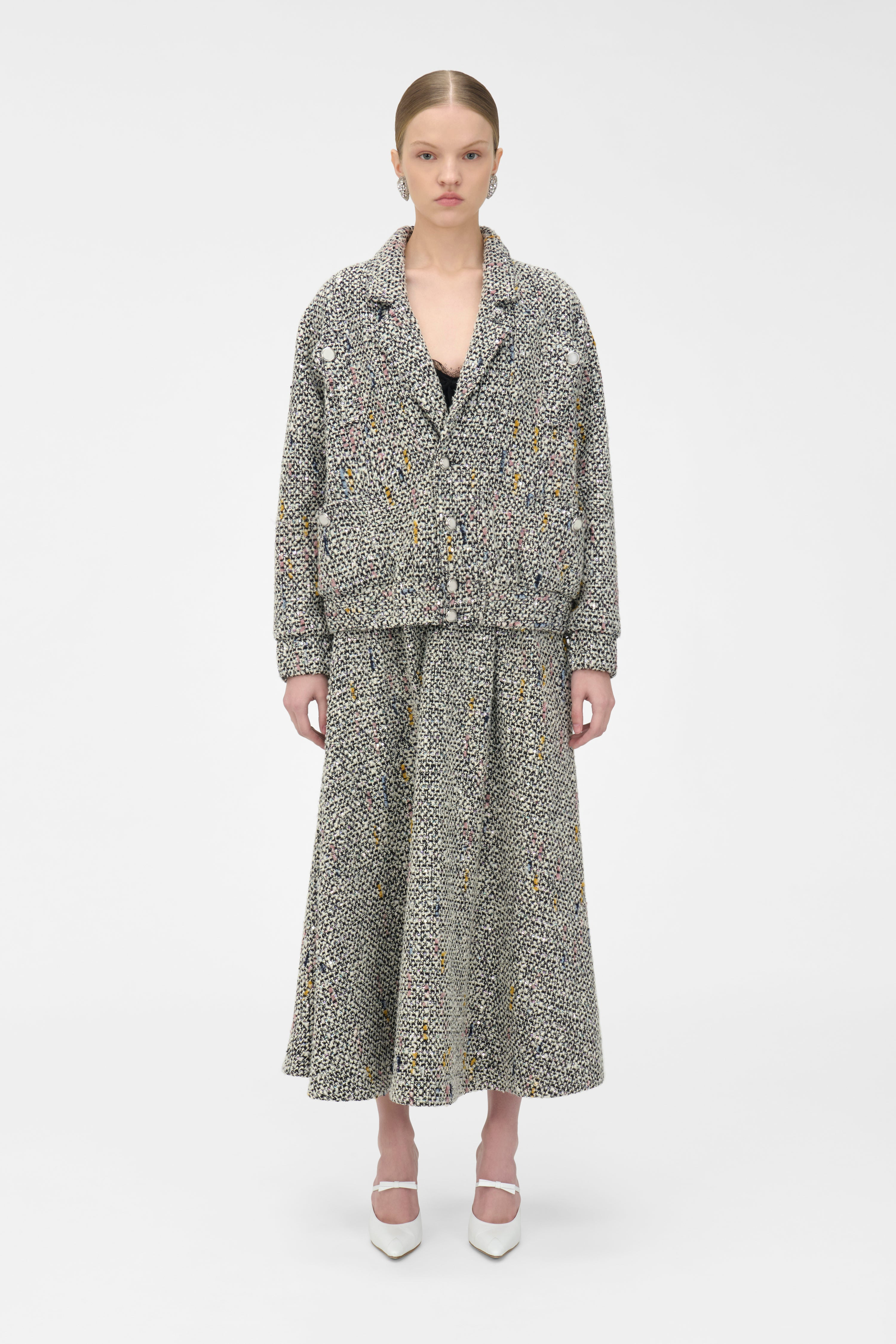 SEQUIN TWEED OVERSIZED BOMBER - 3