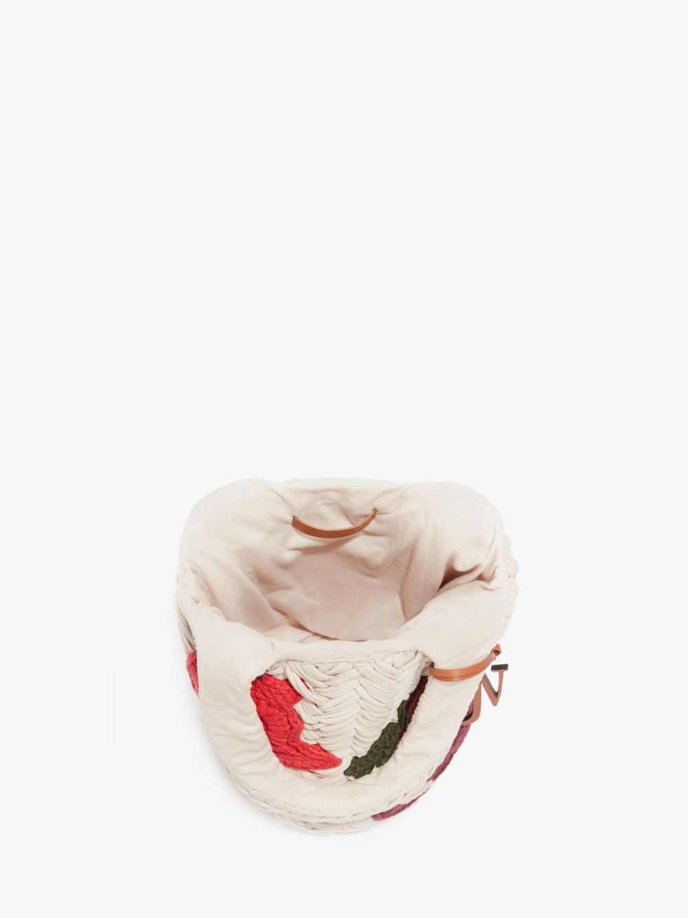 KNITTED SHOPPER TOTE BAG WITH APPLE MOTIF - 3