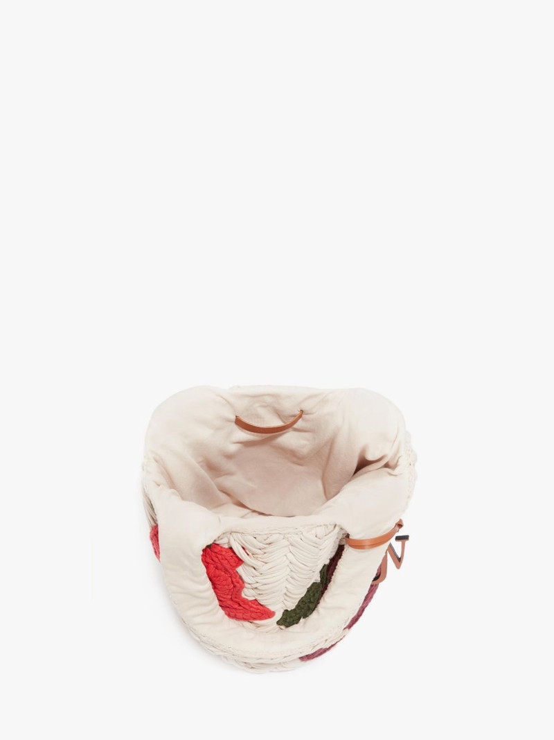 KNITTED SHOPPER TOTE BAG WITH APPLE MOTIF 3