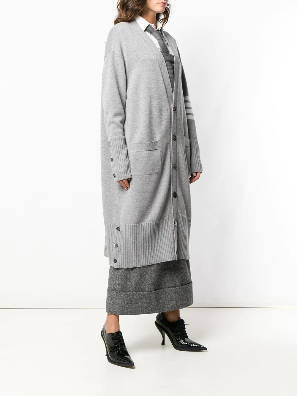 4-Bar stripe long cardigan - 3