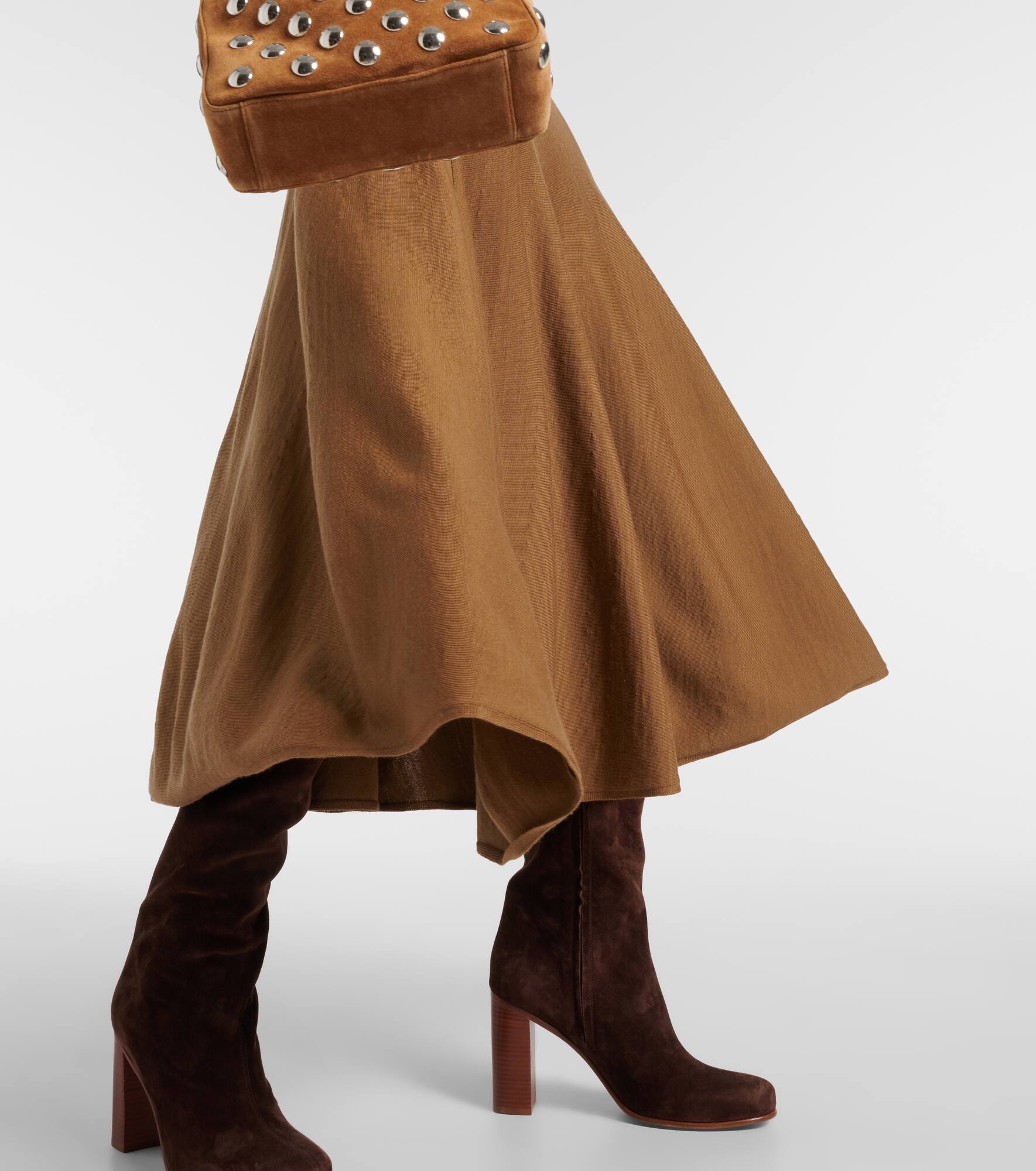 Mayu knitted wool midi skirt - 5
