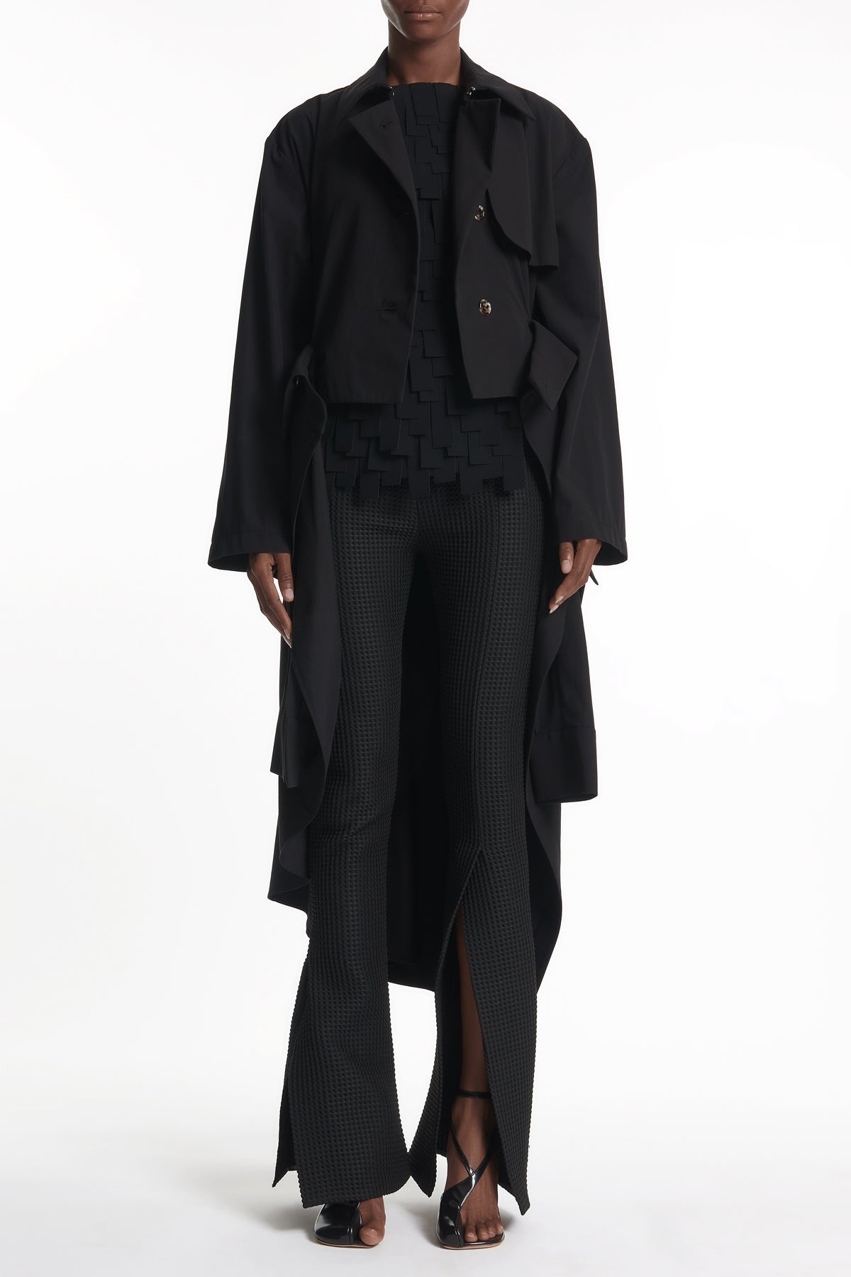 TRENCH COAT WITH SHIRT SLEEVE BELT BLACK - 6