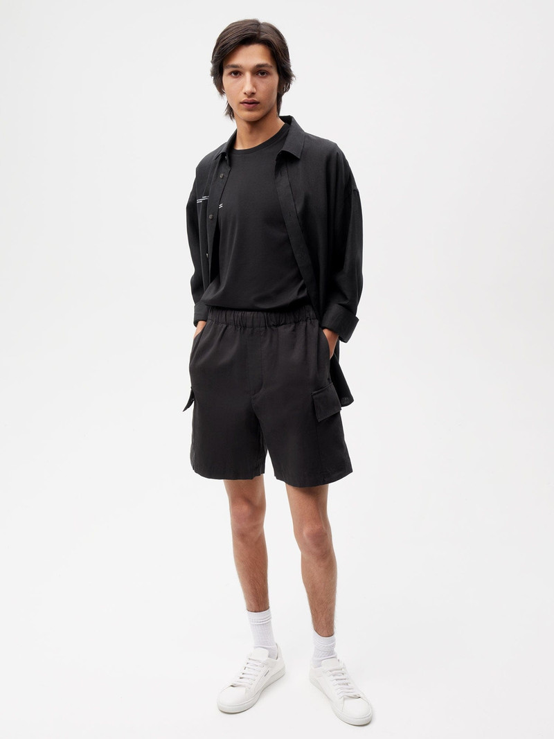 PANGAIA Mens Organic Cotton Blend Cargo Shorts - Black outlook