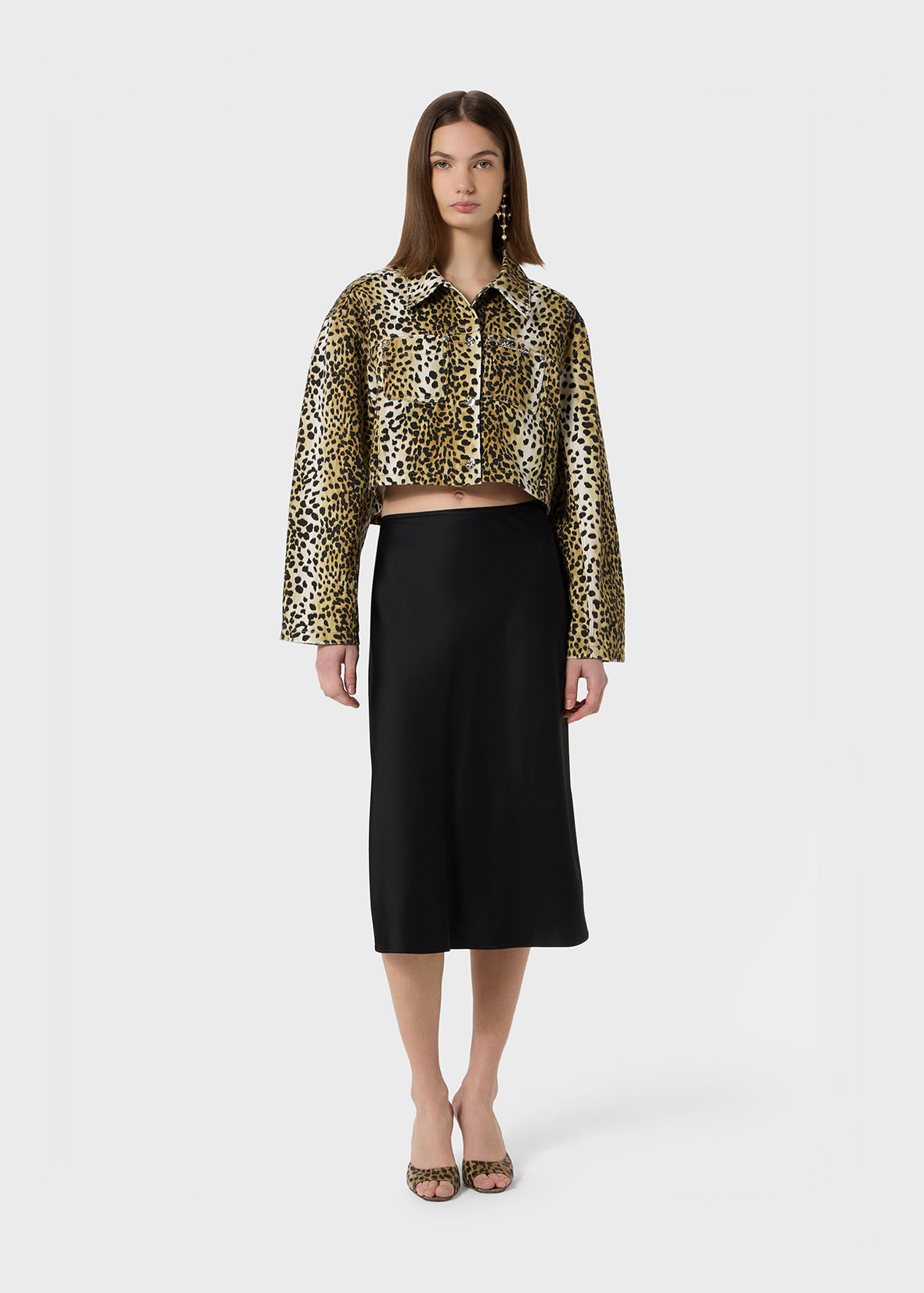 COTTON JACKET WITH ANIMAL PRINT AND RHINESTONE PIN - 2