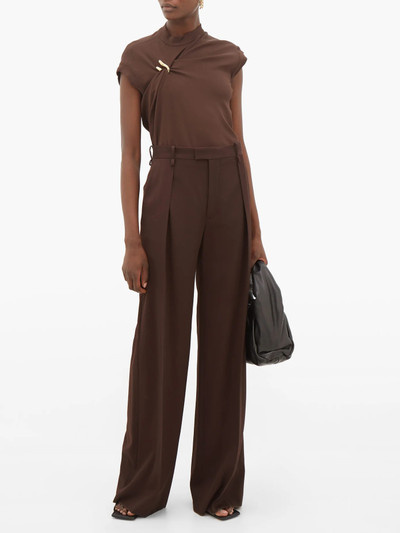 Bottega Veneta Cap-sleeve draped jersey top outlook