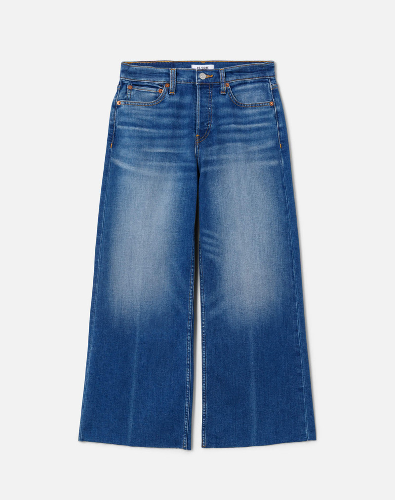 Comfort Stretch Mid Rise Wide Leg Crop - Viper Blue 1