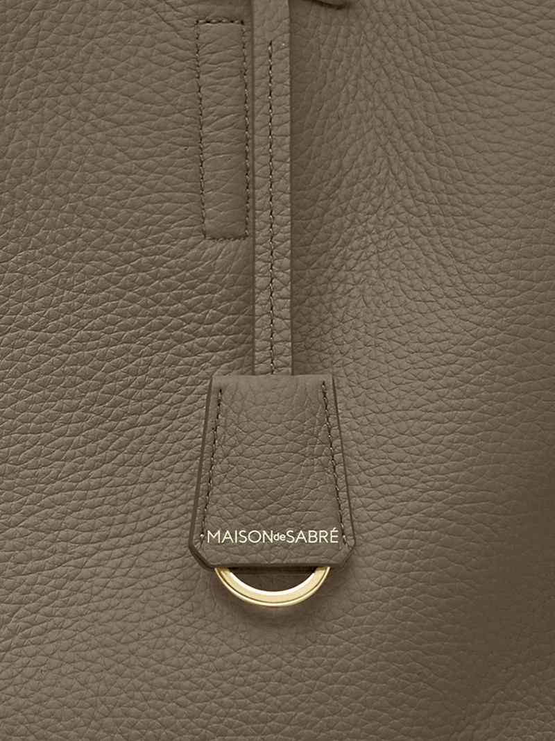 Women's Large Leather Zipped Soft Tote Bag - Cashmere Clay 5